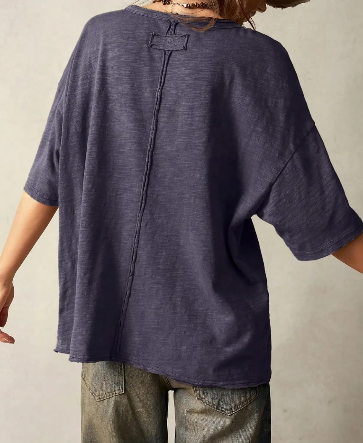 Women’s Cotton Oversized Graphic Print T Shirts Short Sleeve Crewneck Number 18 Tees 2025 Summer Casual Loose Fit Tops