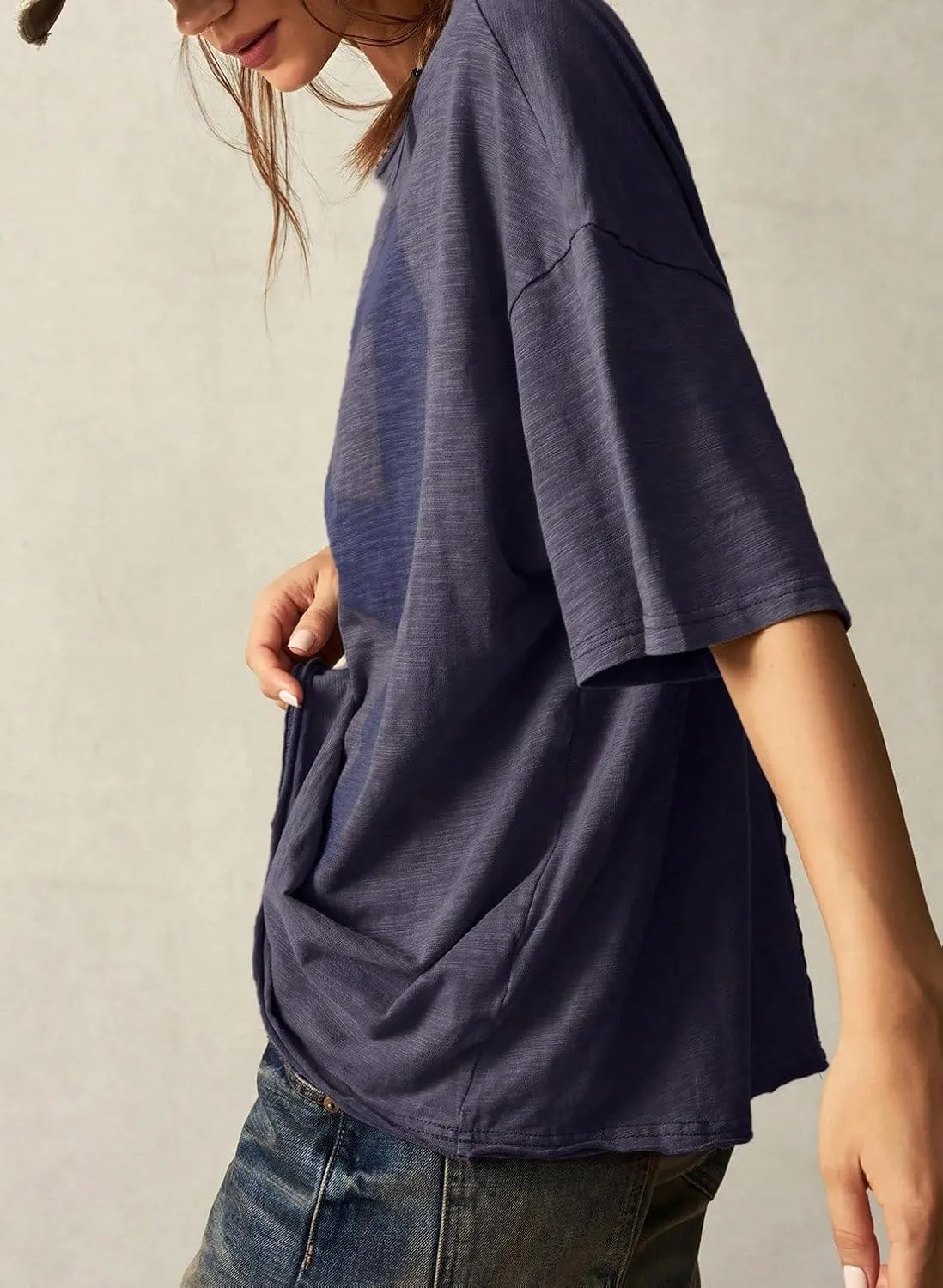 Women’s Cotton Oversized Graphic Print T Shirts Short Sleeve Crewneck Number 18 Tees 2025 Summer Casual Loose Fit Tops