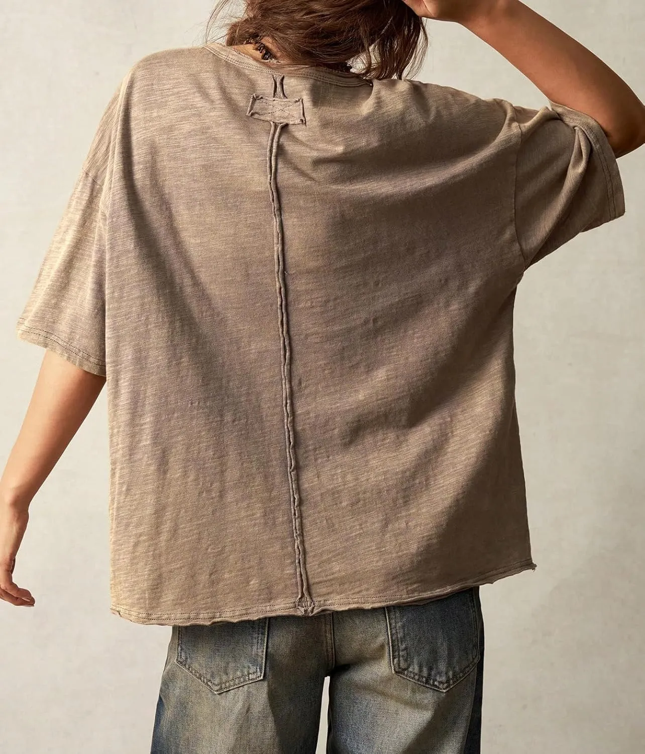 Women’s Cotton Oversized Graphic Print T Shirts Short Sleeve Crewneck Number 18 Tees 2025 Summer Casual Loose Fit Tops