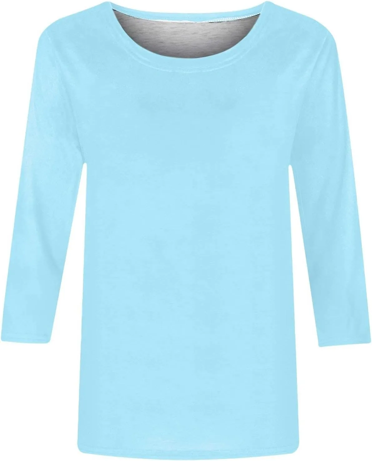 Women's Crewneck 3/4 Sleeve Tops,Casual Trendy Loose Fit Summer T Shirts Plain Tees Basic Tunic Blouses