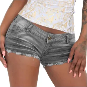 Womens Denim Shorts High Waisted Stretchable Pure Color Cute Vintage Shorts Jeans with Pockets Frayed Hem Slim Shorts Womens Shorts for Summer