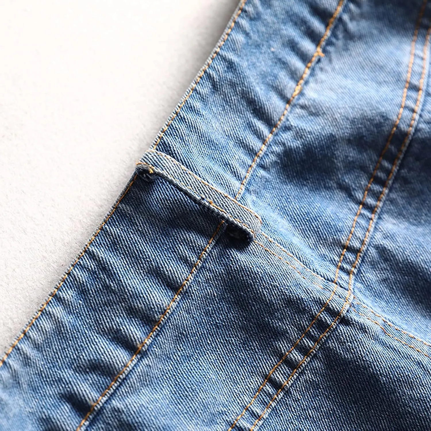 Womens Denim Skirt Knee Length High Waist Jean Skirts Irregular Ruffle Frayed Raw Hem Button Front