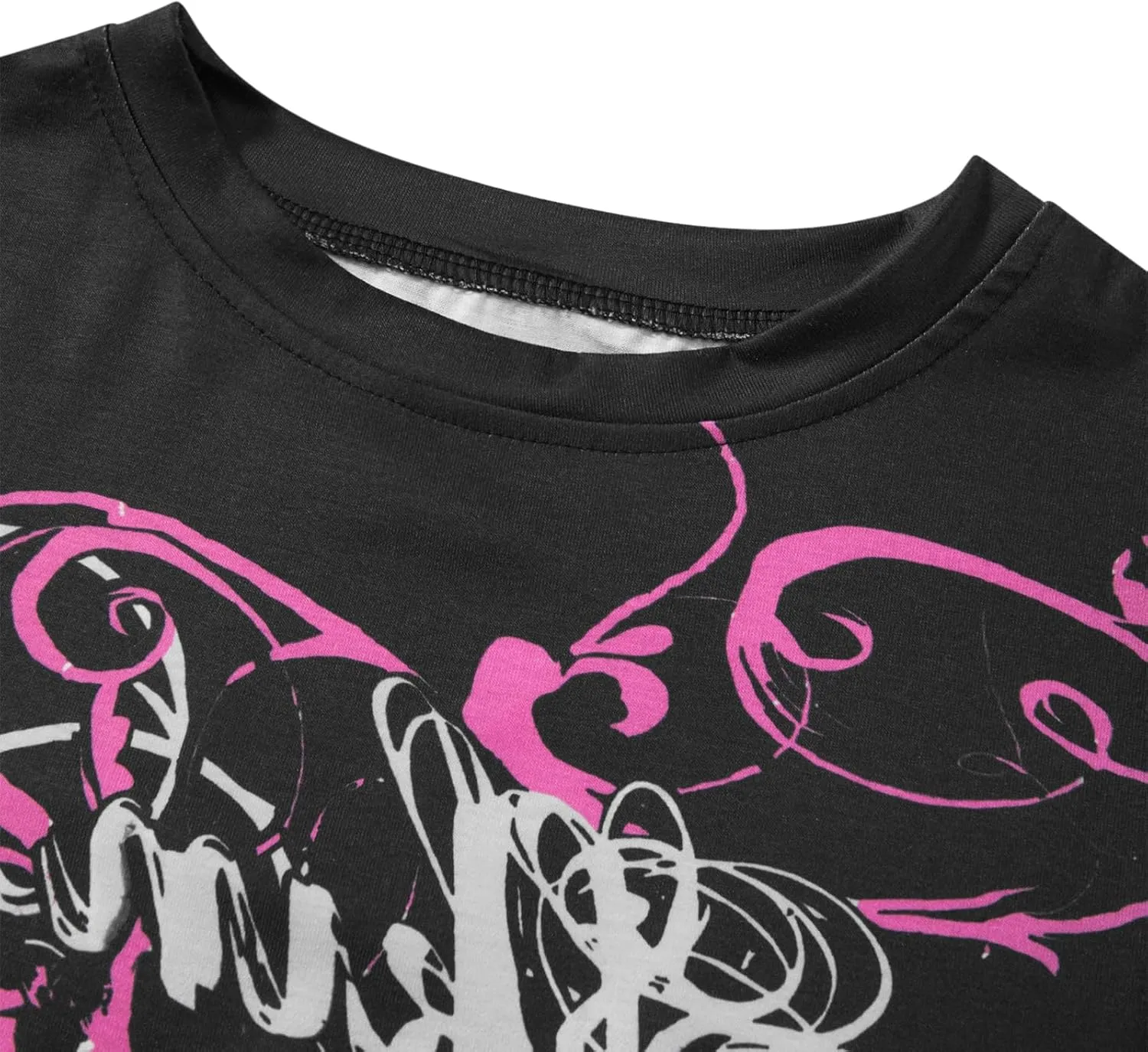 Womens E-Girls Short Sleeve Crop Top Fairy Grunge Y2k Summer Going Out Punk Rock Emo Goth Graphic Print T Shirts