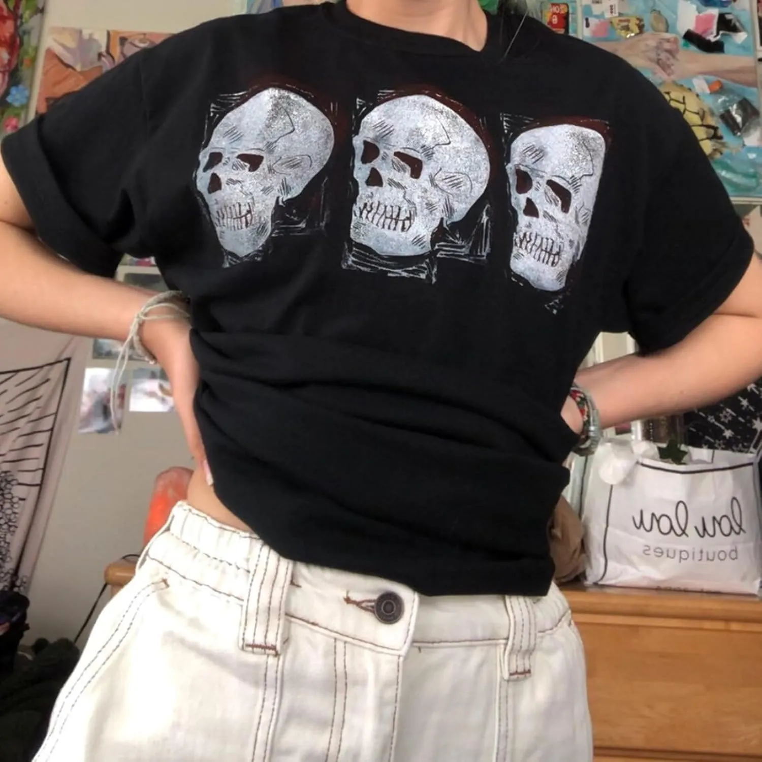 Womens E-Girls Short Sleeve Crop Top Fairy Grunge Y2k Summer Going Out Punk Rock Emo Goth Graphic Print T Shirts