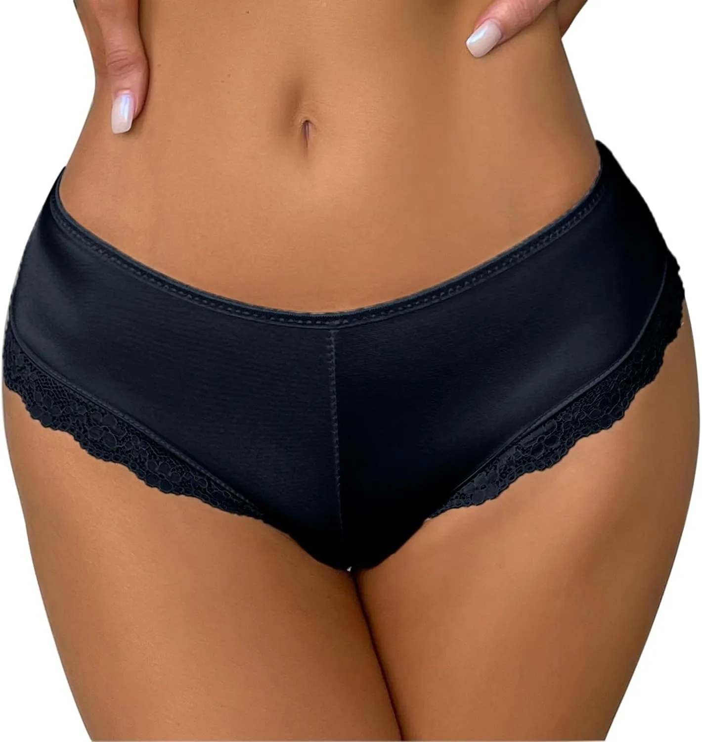 Women's Ice Silk Panties Low Waist Sexy Underwear Briefs Lace Thongs Cheeky Hipsters Breathable Tangas Comfor Funny