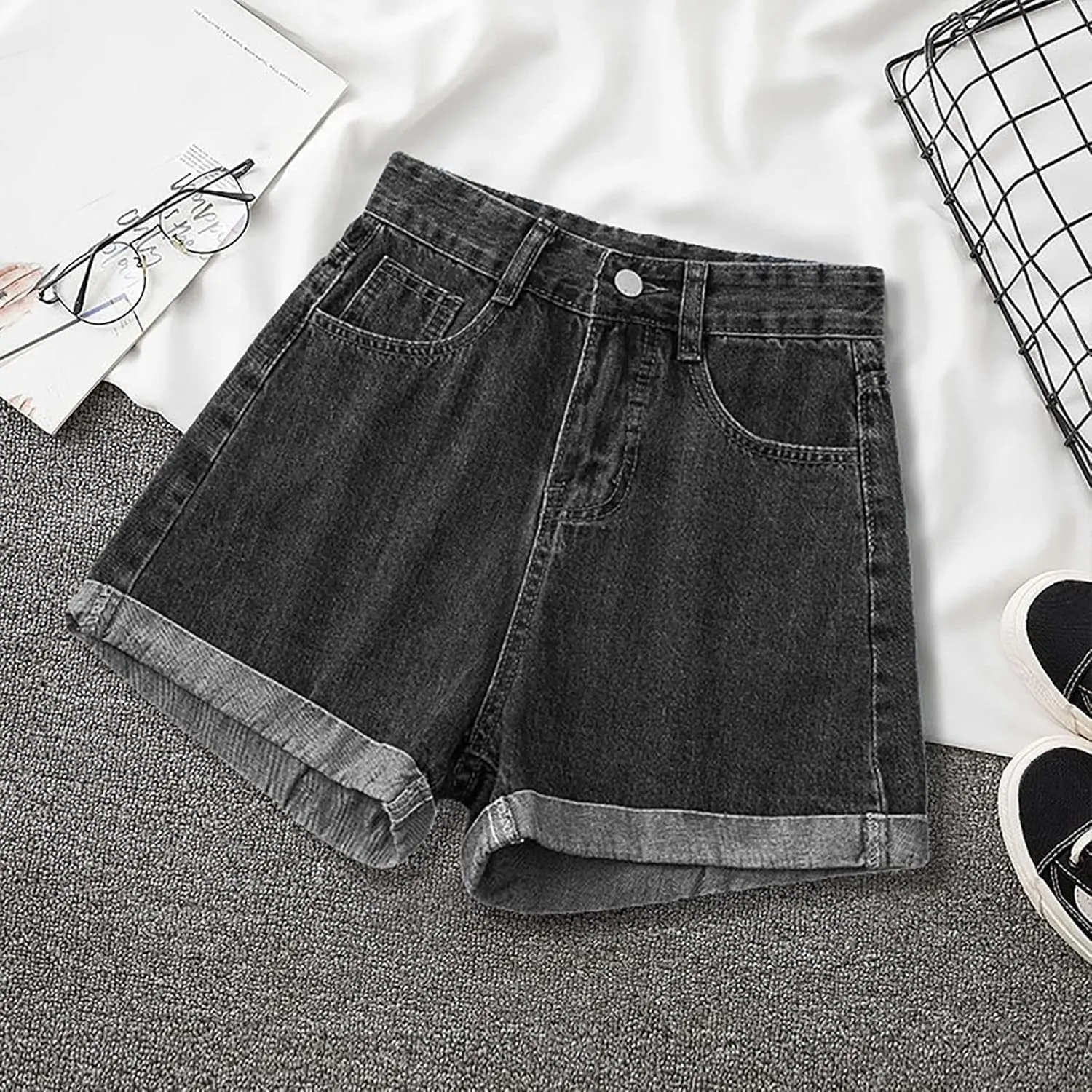 Womens Jeans Shorts Plus Size High Waisted Denim Shorts Wide Leg Cowgirl Shorts Hot Springy Soft Western Jeans Shorts