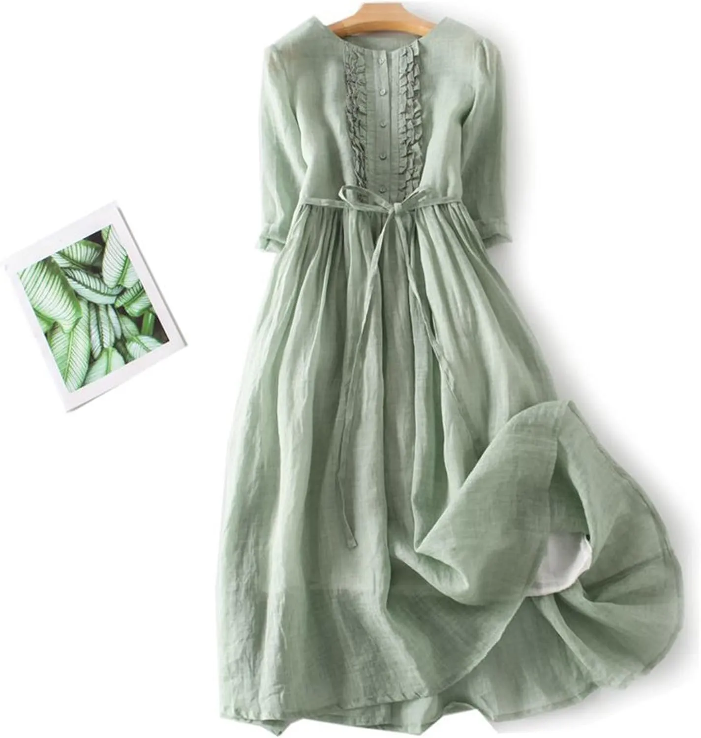 Women's Korean Style Dress Summer 2024 Causal Cotton Linen Lace-Up Tshirt Dress Flowy Short Sleeve A-Line Sundress