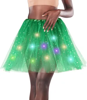Women's LED Tutu Skirt Light Up Tutus Sparkle Skirts Layered Tulle Ballet Dance Skirt for Halloween Party Carnival Costume