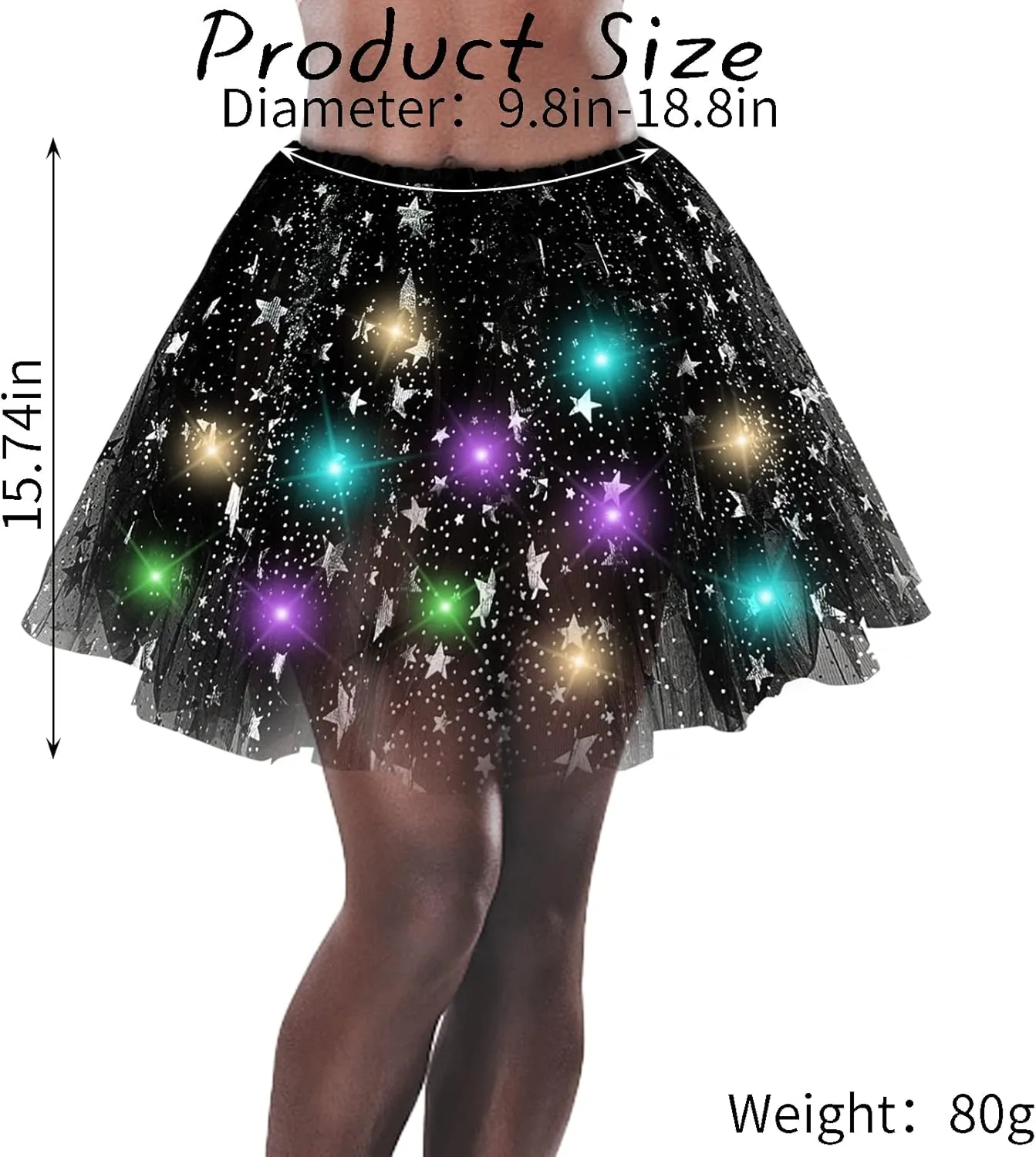 Women's LED Tutu Skirt Light Up Tutus Sparkle Skirts Layered Tulle Ballet Dance Skirt for Halloween Party Carnival Costume