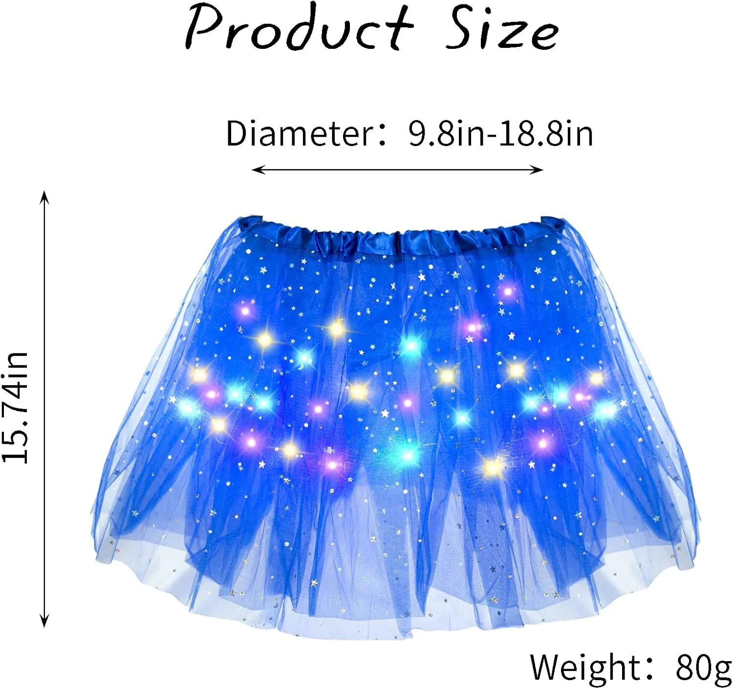Women's LED Tutu Skirt Light Up Tutus Sparkle Skirts Layered Tulle Ballet Dance Skirt for Halloween Party Carnival Costume