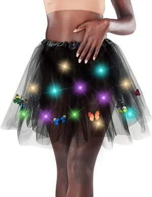 Women's LED Tutu Skirt Light Up Tutus Sparkle Skirts Layered Tulle Ballet Dance Skirt for Halloween Party Carnival Costume