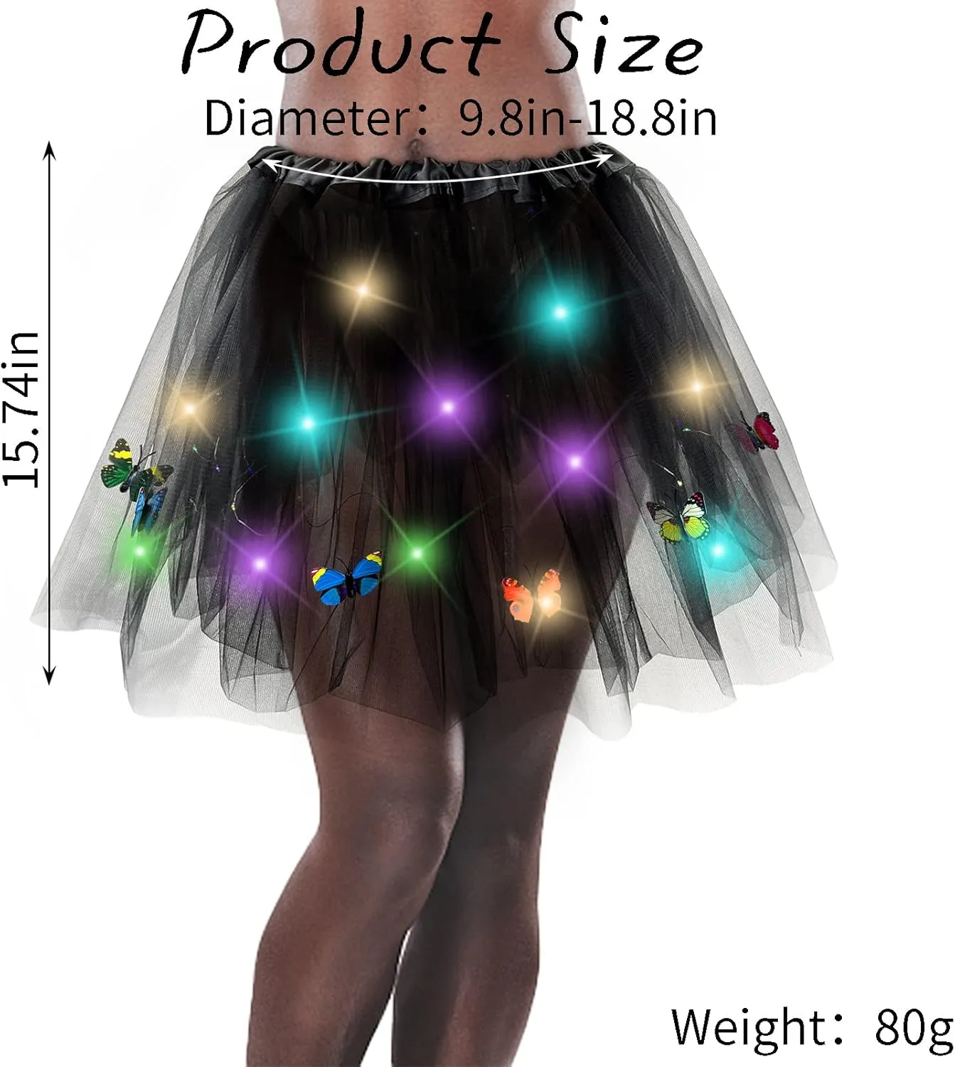Women's LED Tutu Skirt Light Up Tutus Sparkle Skirts Layered Tulle Ballet Dance Skirt for Halloween Party Carnival Costume