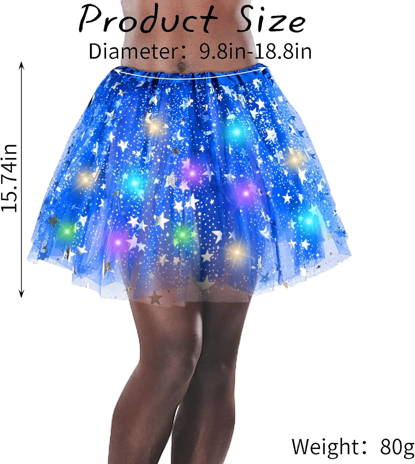 Women's LED Tutu Skirt Light Up Tutus Sparkle Skirts Layered Tulle Ballet Dance Skirt for Halloween Party Carnival Costume