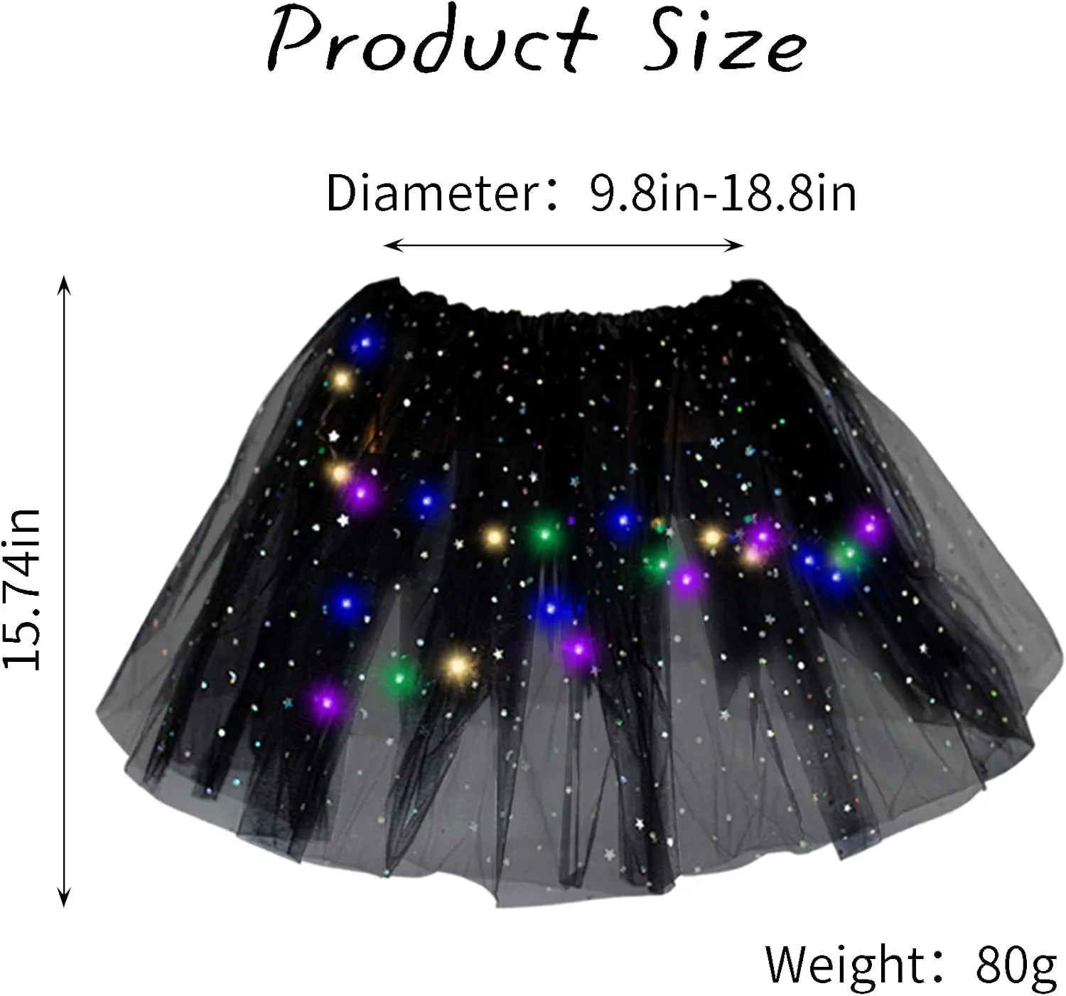 Women's LED Tutu Skirt Light Up Tutus Sparkle Skirts Layered Tulle Ballet Dance Skirt for Halloween Party Carnival Costume