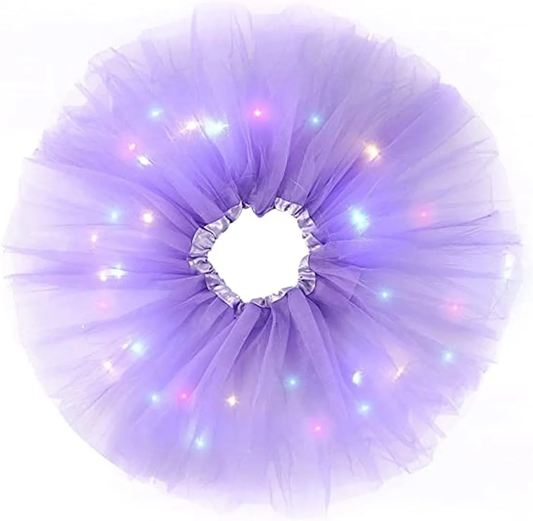 Women's LED Tutu Skirts Layered Ballet Dance Tulle Skirt Light Up Skirts for Party Costume