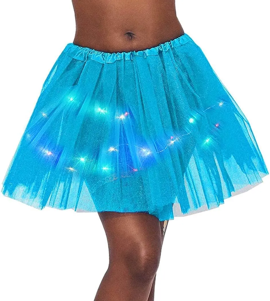 Women's LED Tutu Skirts Layered Ballet Dance Tulle Skirt Light Up Skirts for Party Costume