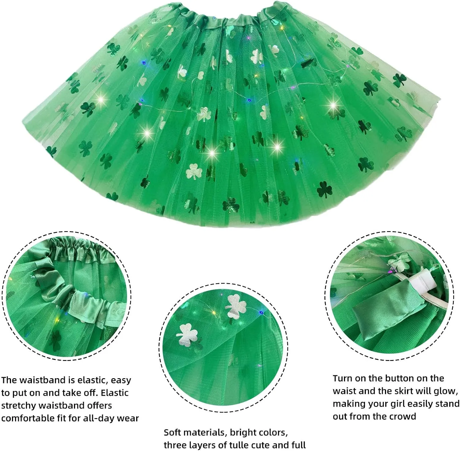 Women's LED Tutu Skirts Layered Ballet Dance Tulle Skirt Light Up Skirts for Party Costume