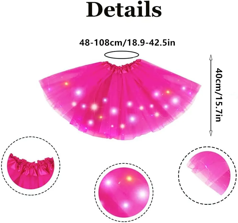 Women's LED Tutu Skirts Layered Ballet Dance Tulle Skirt Light Up Skirts for Party Costume