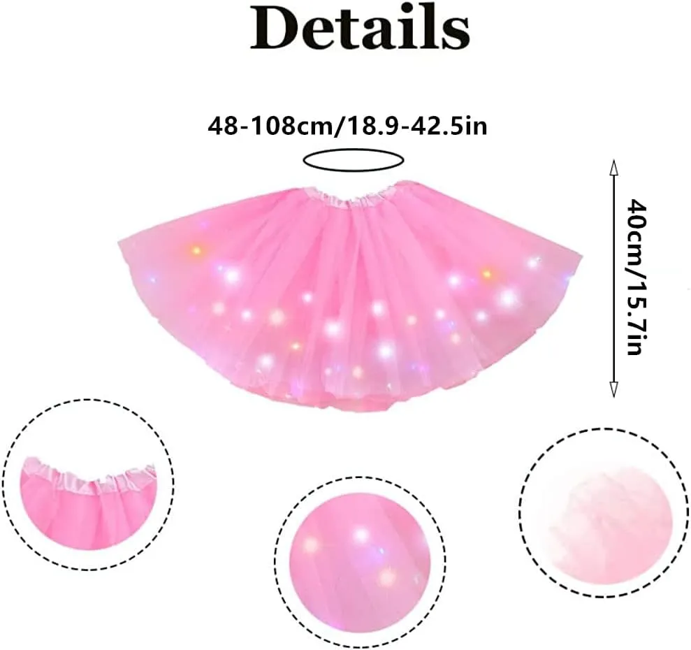 Women's LED Tutu Skirts Layered Ballet Dance Tulle Skirt Light Up Skirts for Party Costume