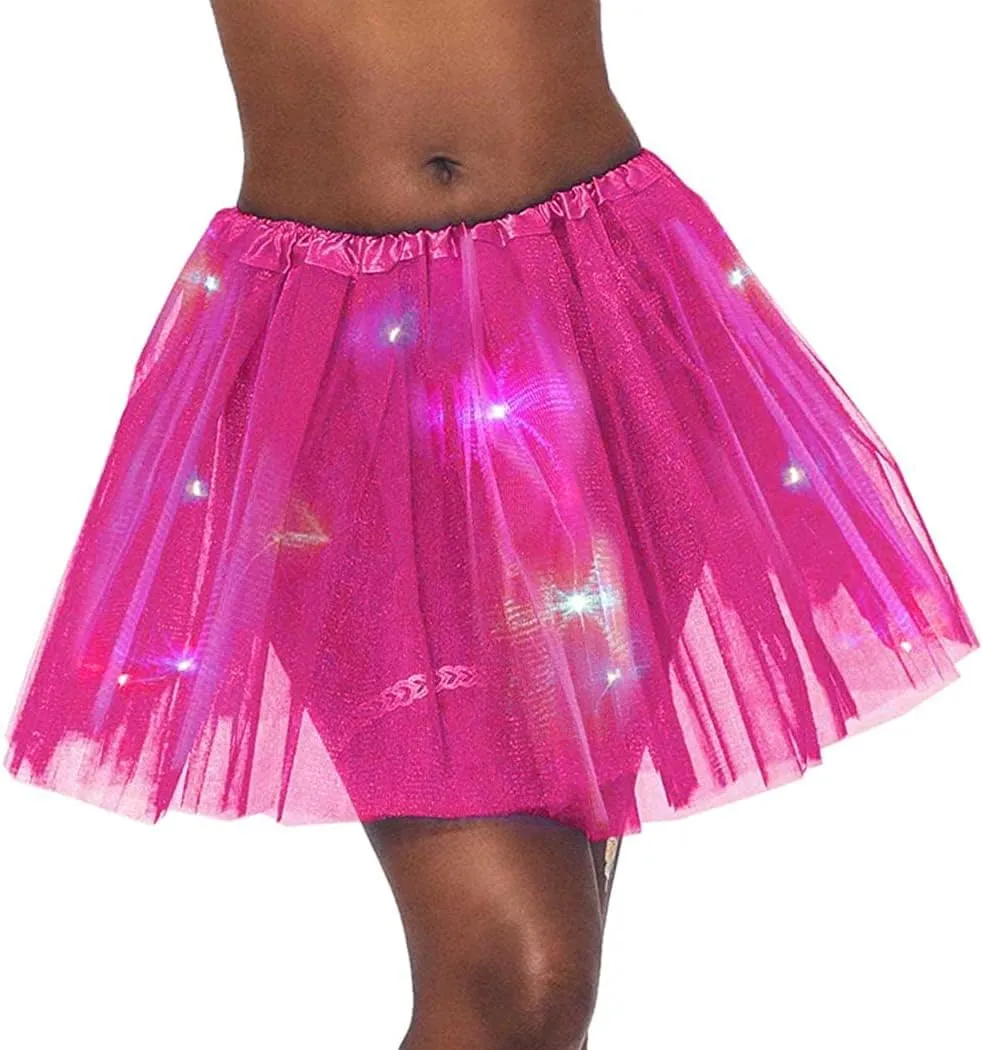 Women's LED Tutu Skirts Layered Ballet Dance Tulle Skirt Light Up Skirts for Party Costume
