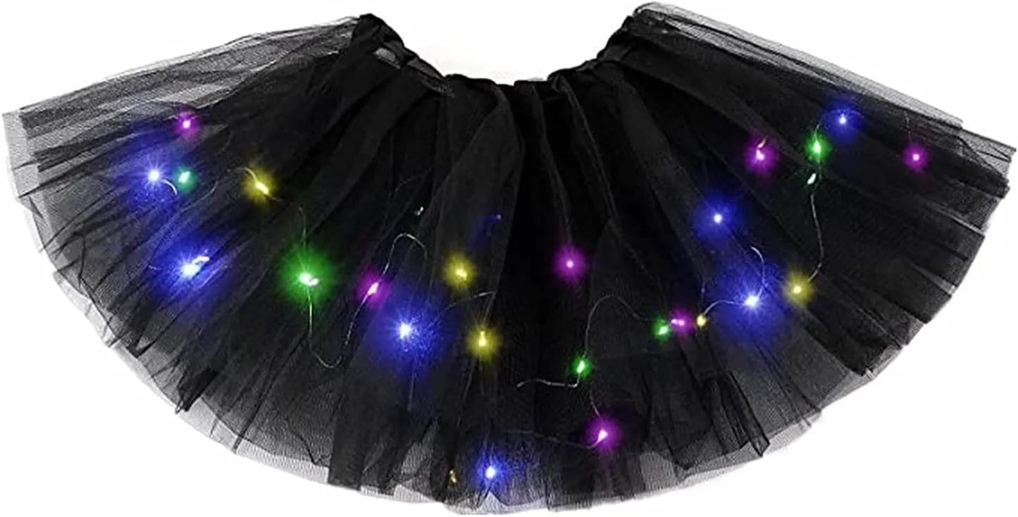 Women's LED Tutu Skirts Layered Ballet Dance Tulle Skirt Light Up Skirts for Party Costume