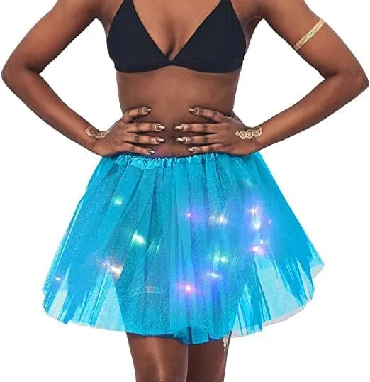 Women's LED Tutu Skirts Light Up Ballet Dance Tulle Skirt Glow Dance Skirts for Party Costume