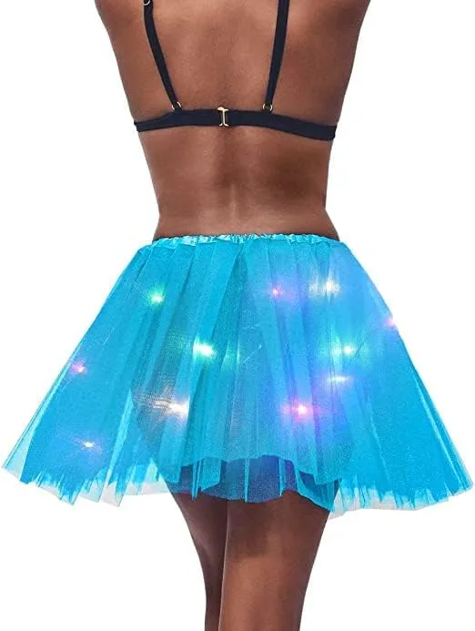 Women's LED Tutu Skirts Light Up Ballet Dance Tulle Skirt Glow Dance Skirts for Party Costume