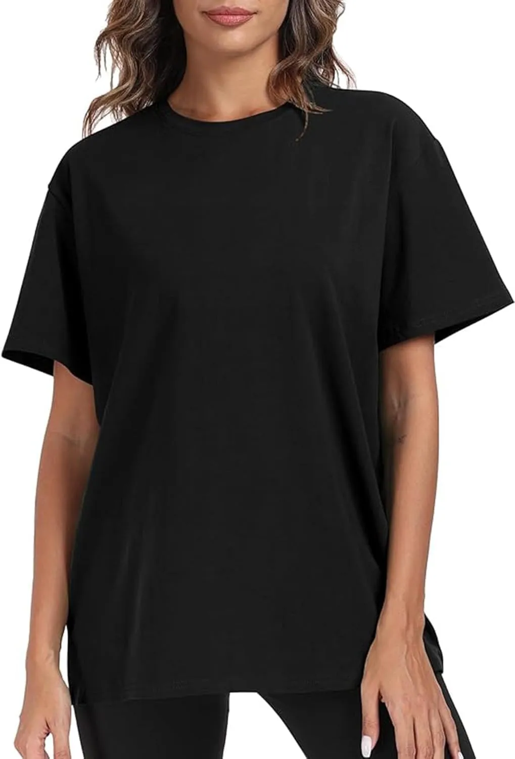 Women's Leopard Bow Oversized T Shirt Short Sleeve Crewneck Tops Graphic Print Loose Fit Tee Tops
