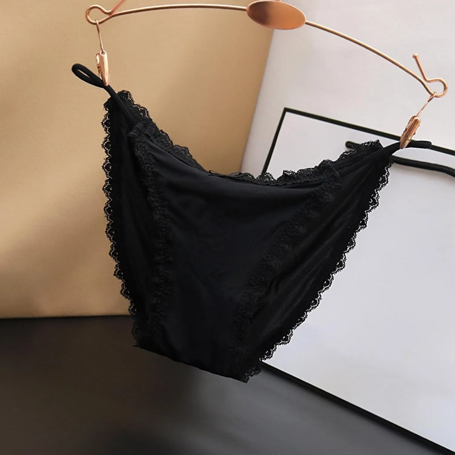 Womens Plus Size Ladies Panties Ice Silk Seamless Cheeky Briefs Underwear for Women Soft String Comfor Bikini Panties