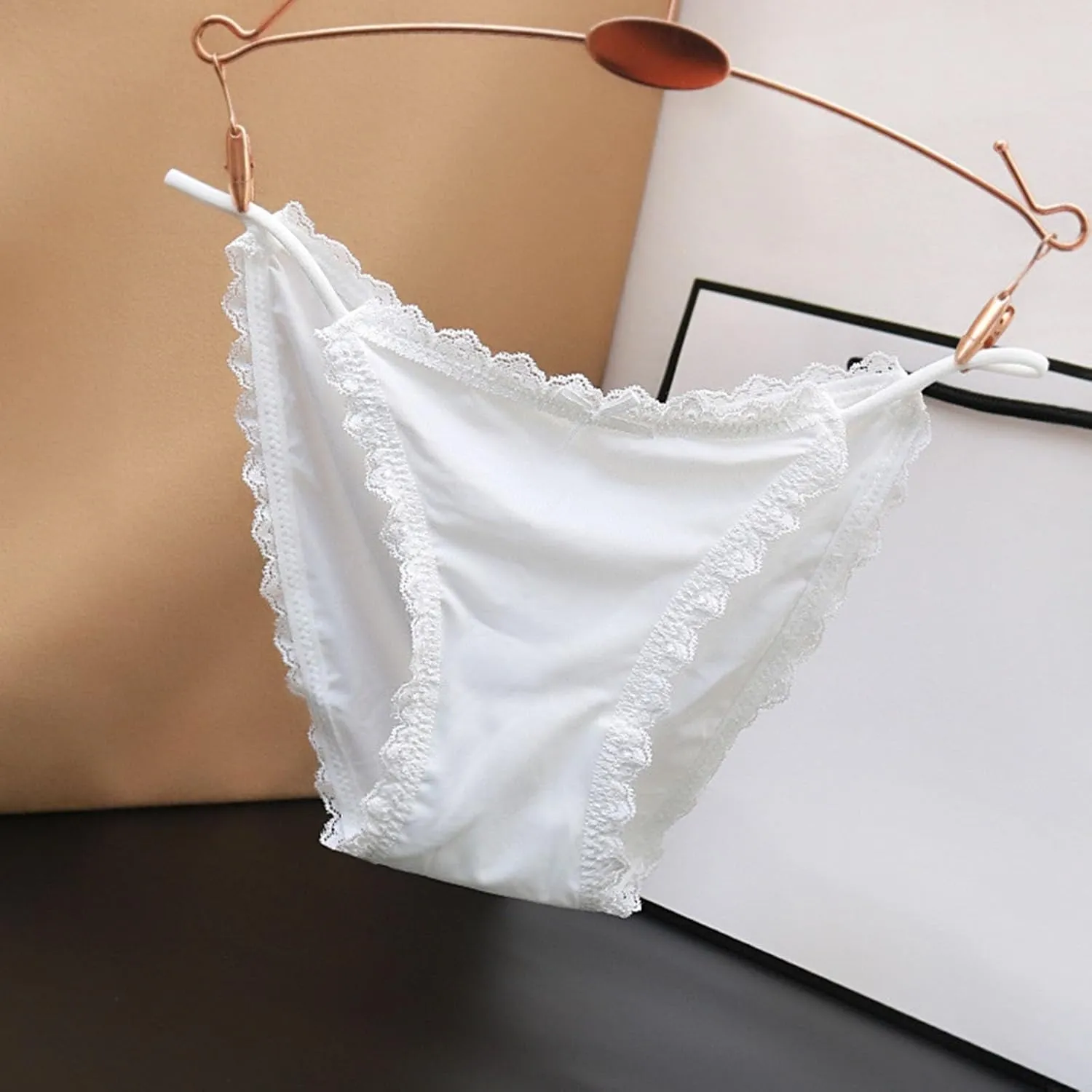 Womens Plus Size Ladies Panties Ice Silk Seamless Cheeky Briefs Underwear for Women Soft String Comfor Bikini Panties