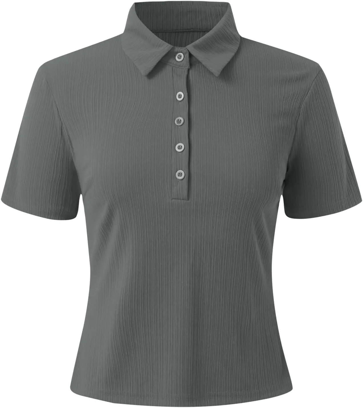 Womens Polo Shirts Fashion Short Sleeve V Neck T Shirt Slim Fitted Ribbed Knit Casual Tee Tops Summer Business Tshirt