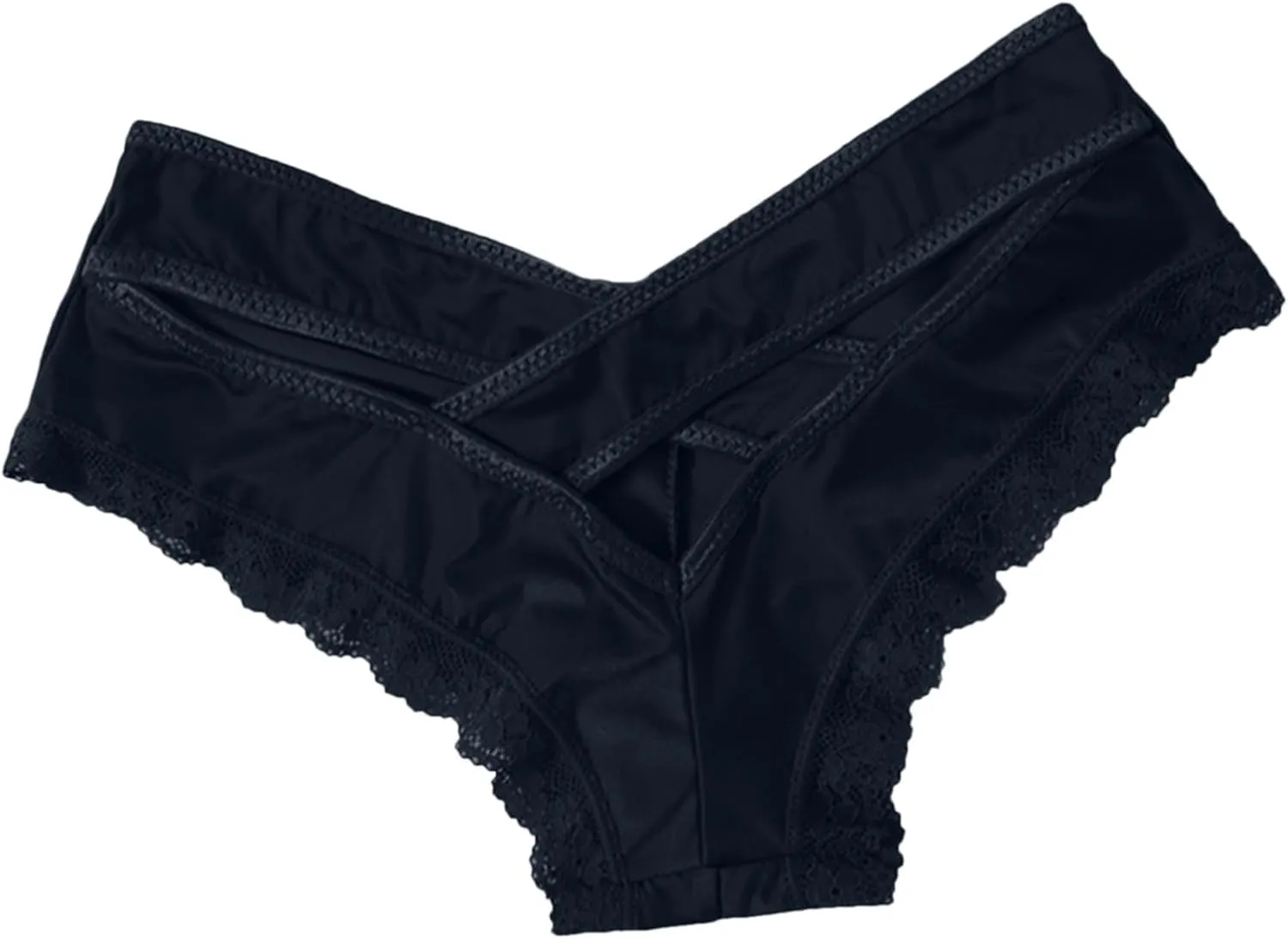 Womens Sexy Low Waist Underwear Lace Ice Silk Thongs Soft Panties Breathable Funny Briefs Hipsters Cheeky Underpants