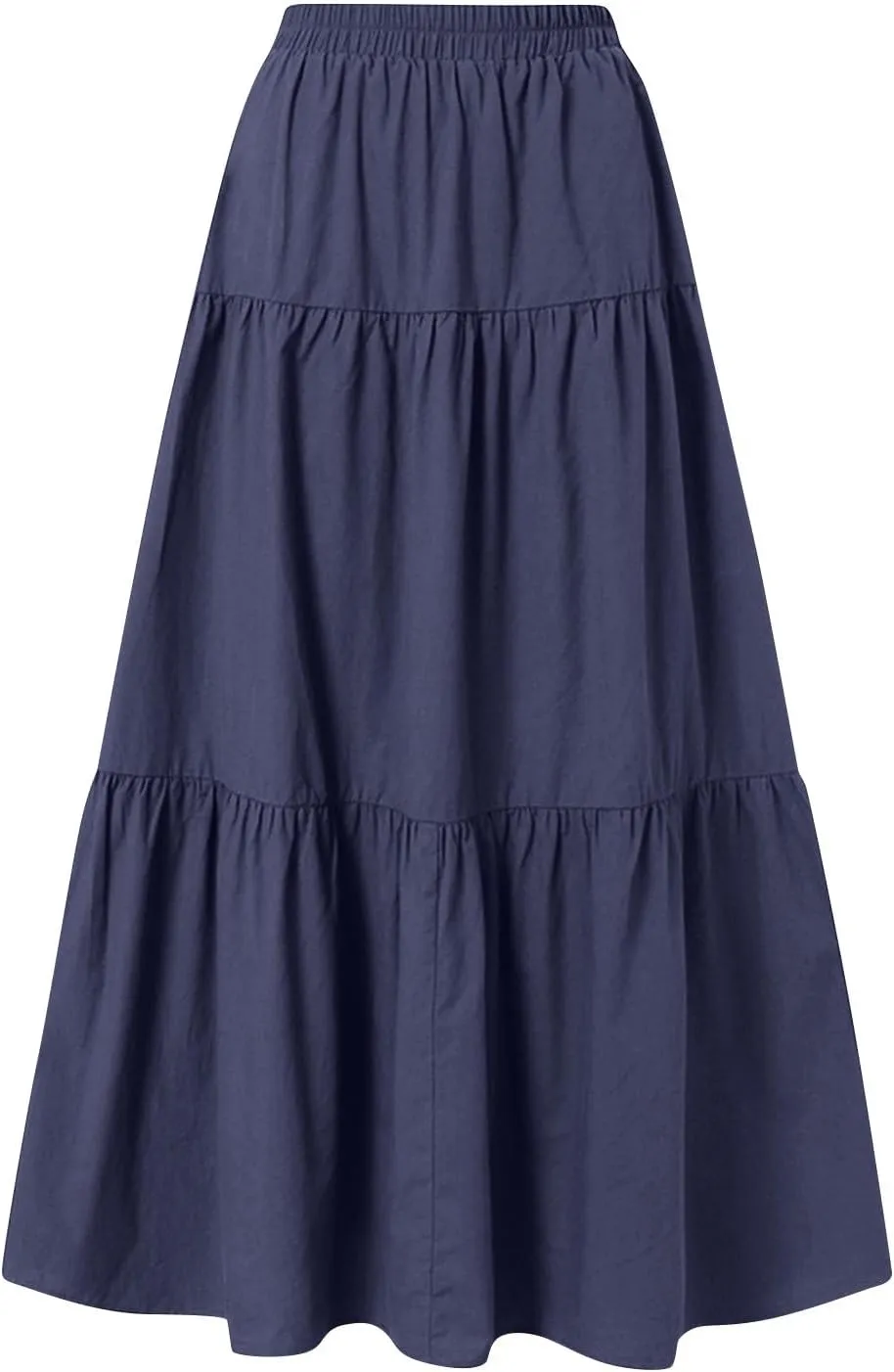 Womens Summer Skirt Beach Maxi Skirt Drawstring High Waisted Pleated Tiered A Line Skirts Trendy Long Flowy Skirts