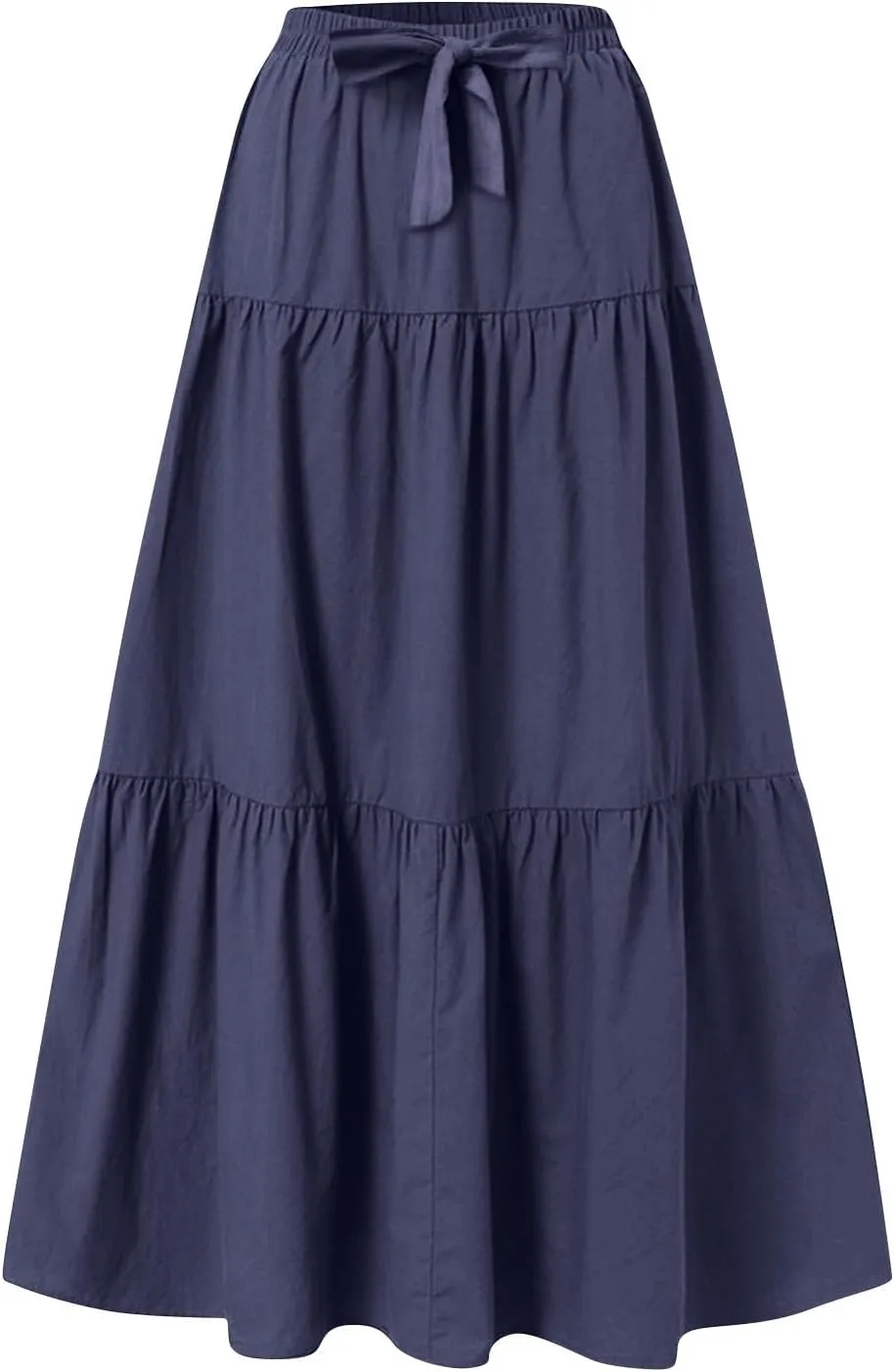 Womens Summer Skirt Beach Maxi Skirt Drawstring High Waisted Pleated Tiered A Line Skirts Trendy Long Flowy Skirts