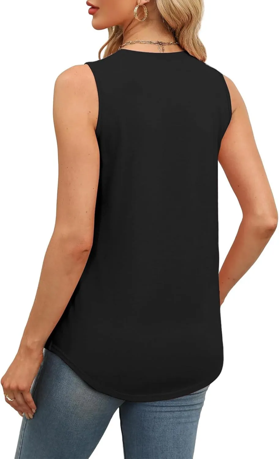 Womens Tank Tops Workout Sleeveless Crew Neck Tunic Top Solid Color Business Comfy Summer Vacation Trendy Camisole