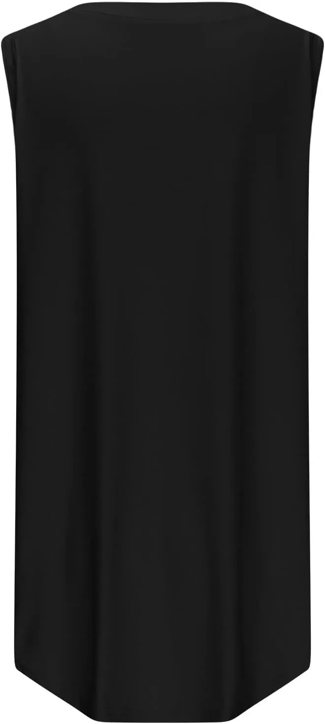 Womens Tank Tops Workout Sleeveless Crew Neck Tunic Top Solid Color Business Comfy Summer Vacation Trendy Camisole