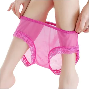 Womens Thongs Panties Lace Ice Silk Sexy Underpants Underwear for Women Soft Low Rise Cheeky Bikini Panties Clear