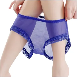 Womens Thongs Panties Lace Ice Silk Sexy Underpants Underwear for Women Soft Low Rise Cheeky Bikini Panties Clear