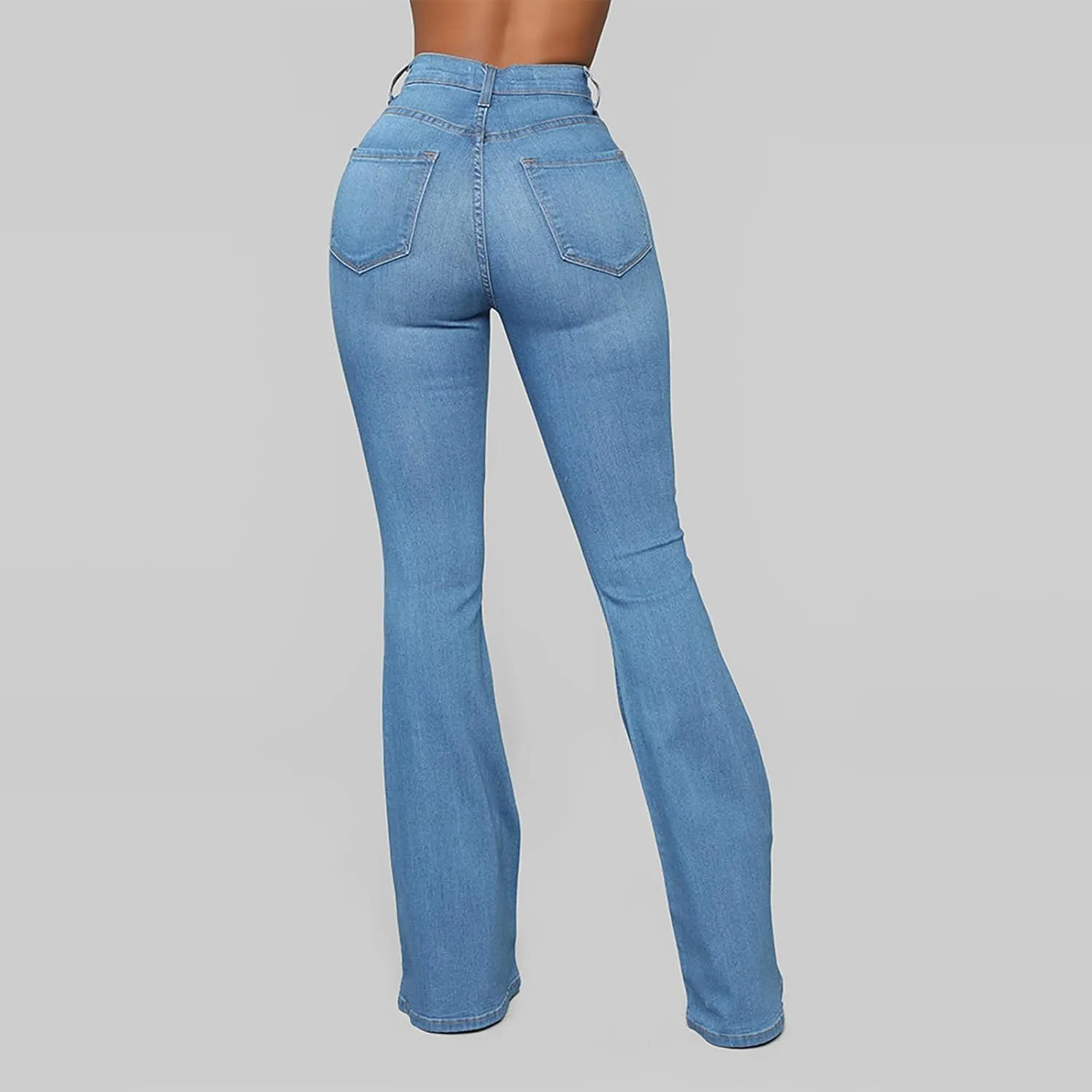 Women's Vintage Flare Jeans High Waist Stretch Denim Bell Bottoms Jeans Retro Bell-Bottomed Pants Plus Size