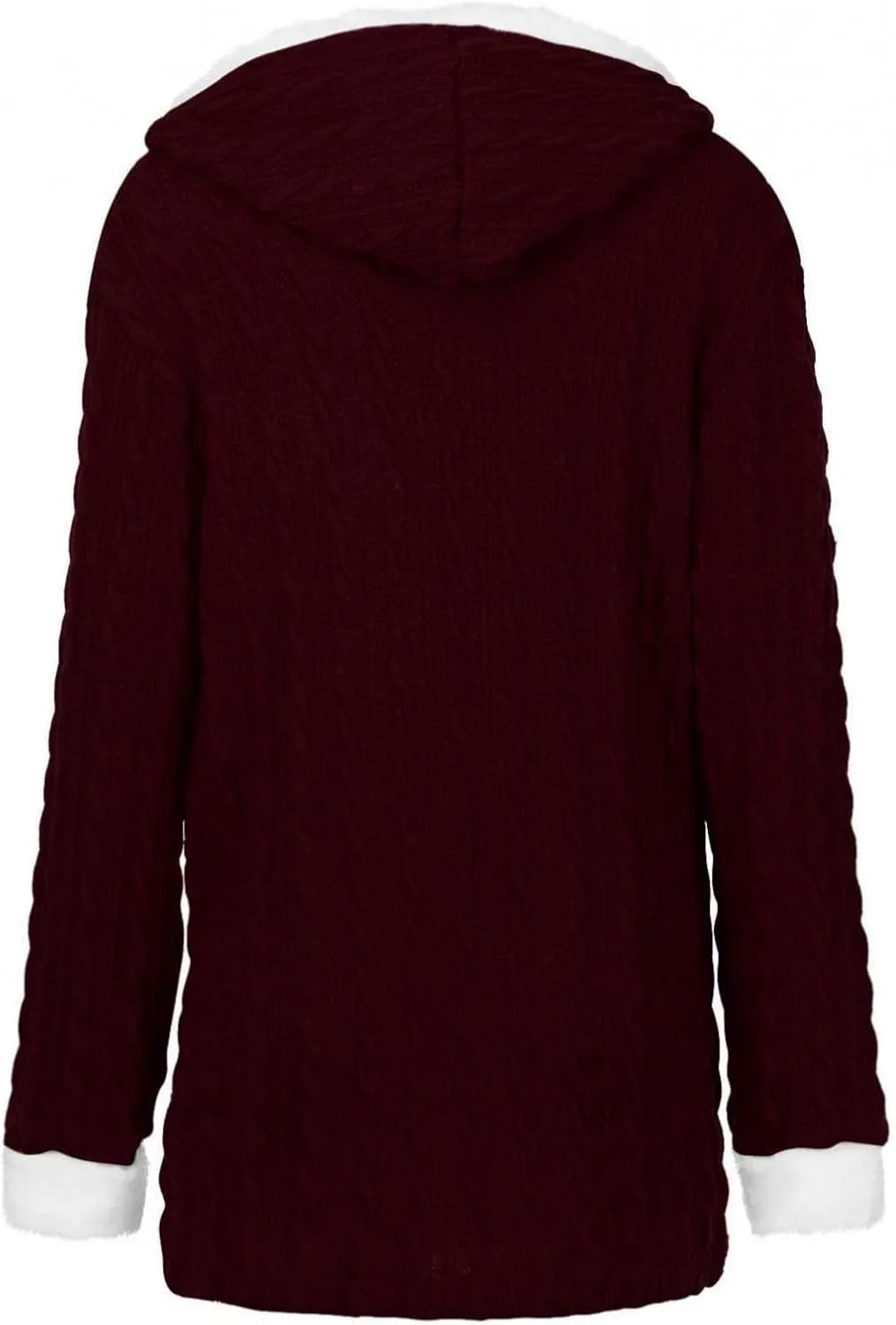 Womens Winter Fleece Liner Hooded Cardigans Button Up Cable Knit Sweater Coat Solid Classic Outerwear with Pockets