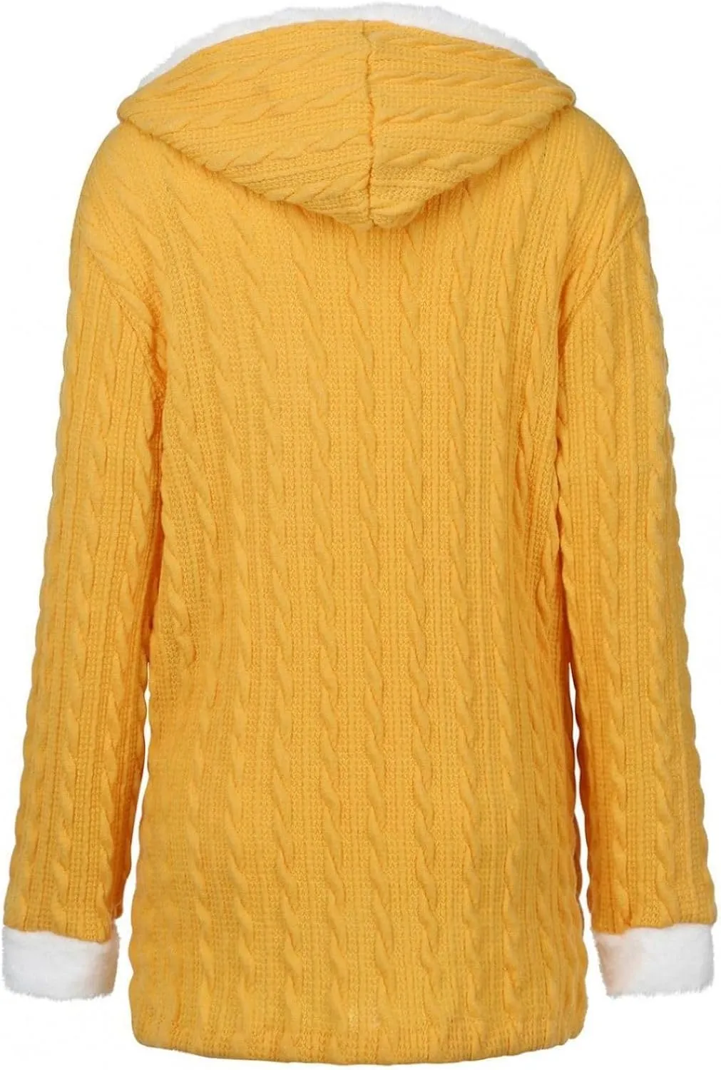 Womens Winter Fleece Liner Hooded Cardigans Button Up Cable Knit Sweater Coat Solid Classic Outerwear with Pockets