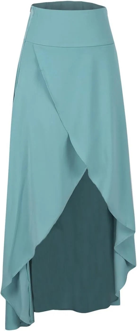 Womens Wrap Skirt Flowy High Low Maxi Skirts 2024 Fashion with Slit Ruffle Skirts Funky Fun Casual Skirts