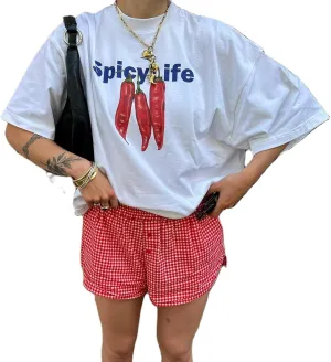Women's Y2k Oversized Graphic Tshirt Fruit Print Half Sleeve Crew Neck Casual Loose Drop Shoulder Tees Shirt