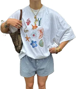 Women's Y2k Oversized Graphic Tshirt Fruit Print Half Sleeve Crew Neck Casual Loose Drop Shoulder Tees Shirt