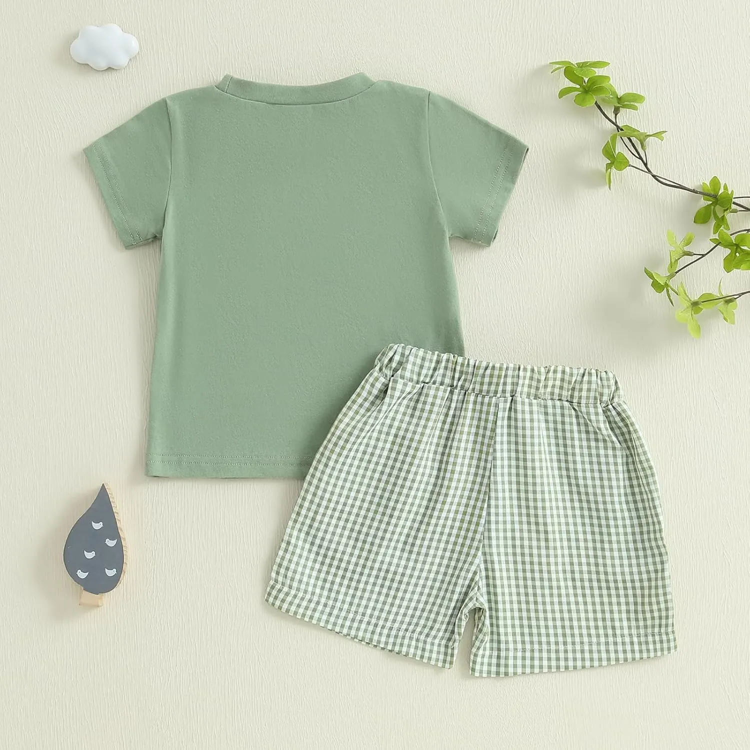 WZTYYDS Toddler Baby Boy Clothes Striped Embroidery T-Shirt Elastic Waist Shorts Set 2Pcs Infant Summer Outfits