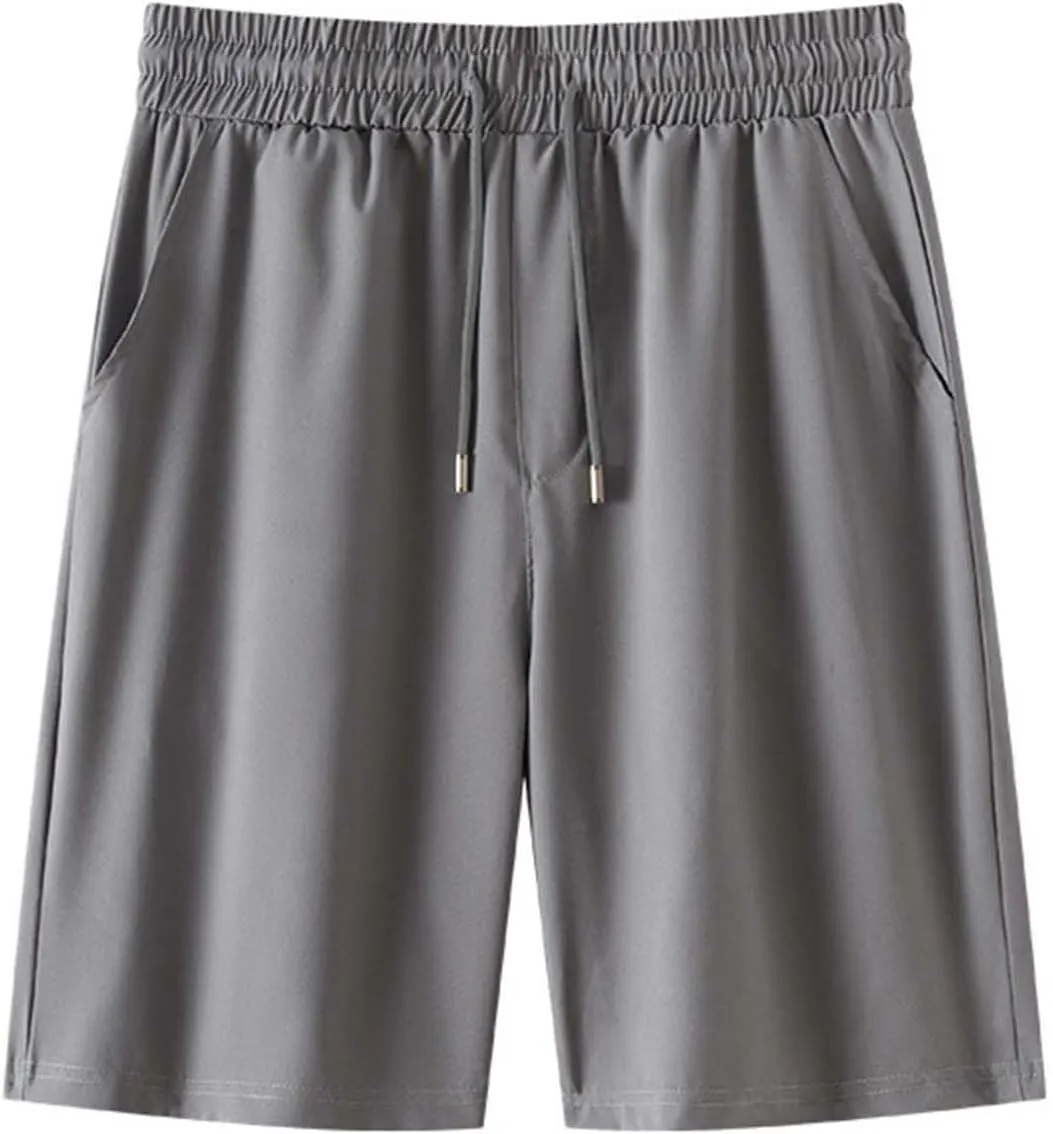 Xiaojmake Men's Athletic Shorts Stretch Quick Dry 7 Inch Drawstring Gym Golf Short with Zipper Pockets Slim Flat Front Shorts