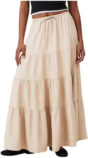 Xiaojmake Women Ruffle Boho Maxi Skirts High-Waist Drawstring Pleated Long Skirt Summer Casual A Line Flowy Skirts Beach Wear