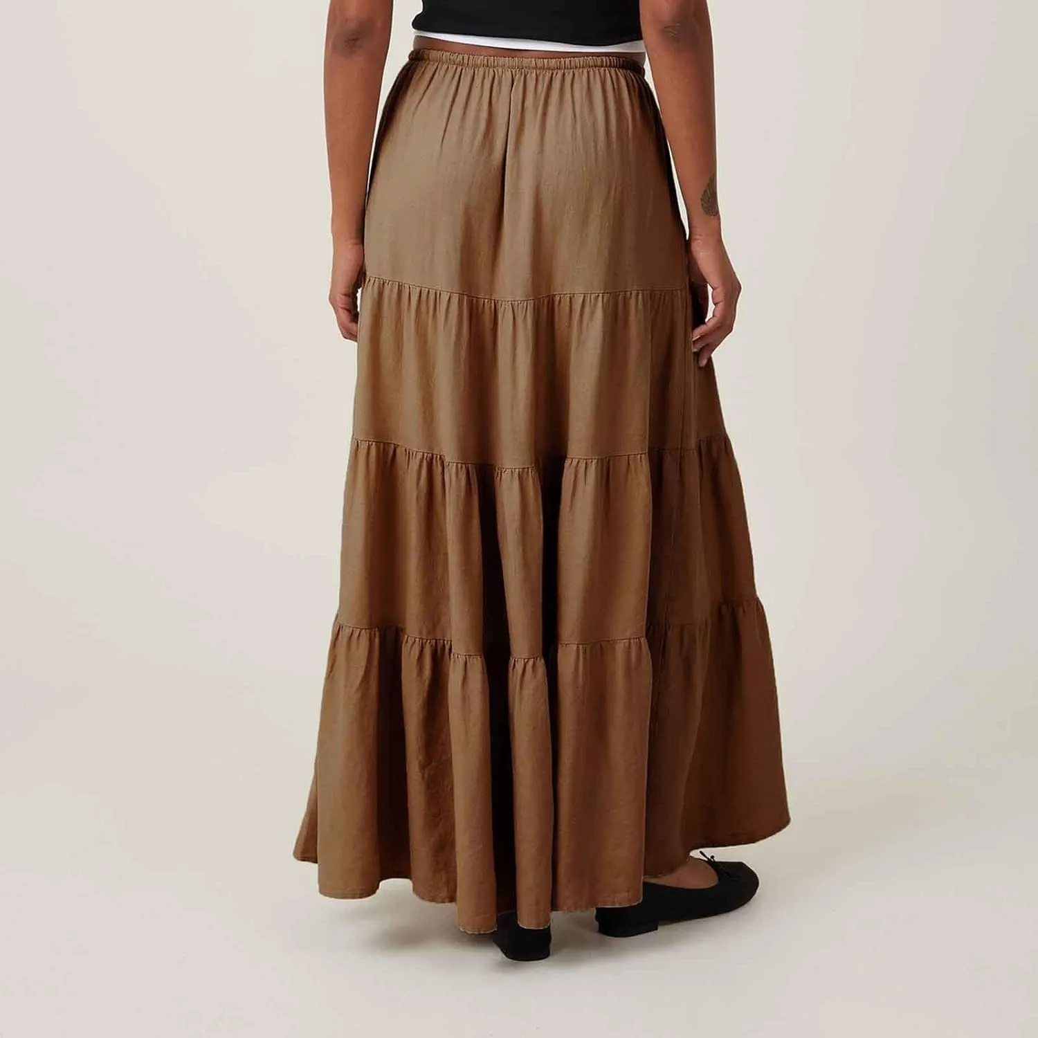 Xiaojmake Women Ruffle Boho Maxi Skirts High-Waist Drawstring Pleated Long Skirt Summer Casual A Line Flowy Skirts Beach Wear