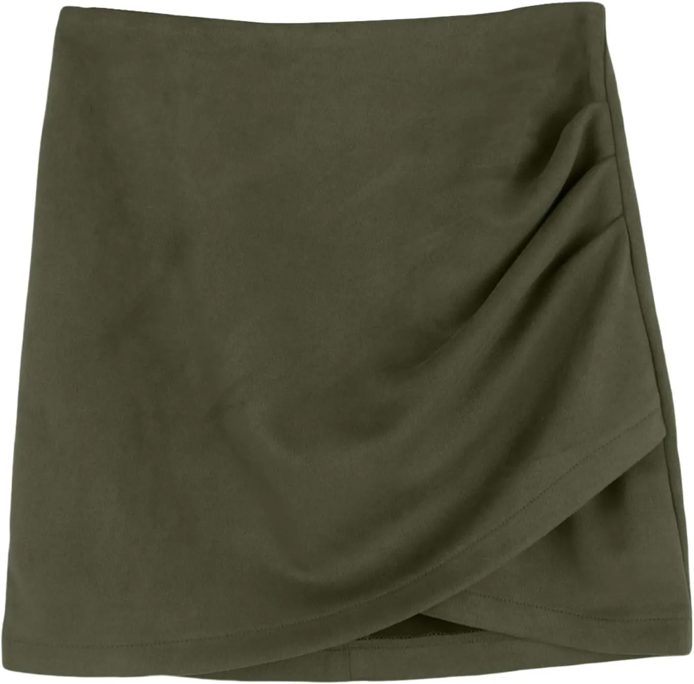 XOWRTE Mini Skirt Women's Sexy Faux Suede Short Skirt High Waist Tight Pencil Skirt Plain Leather Skirt Irregular A-line